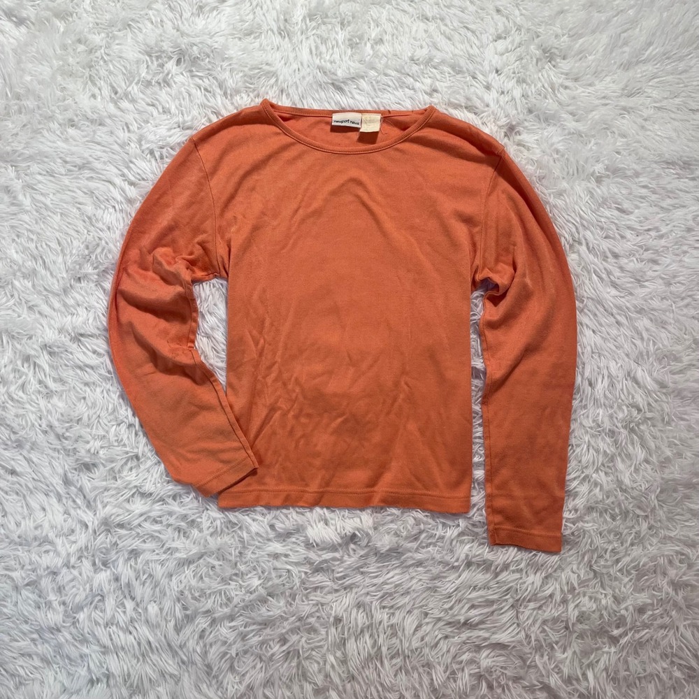 y2k 90s orange coral long sleeve cotton top small